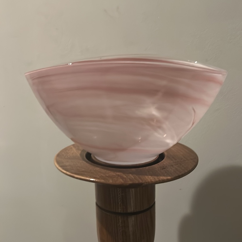 Vintage Purple Pink Creamy Marble Swirl  Glass Art  Bowl